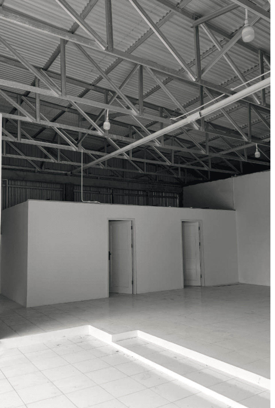 Cold storage rooms inside the industrial kitchen facility